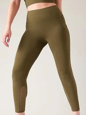 Athleta Ultimate Stash Mesh 7/8 Women's Leggings size small Acacia Olive